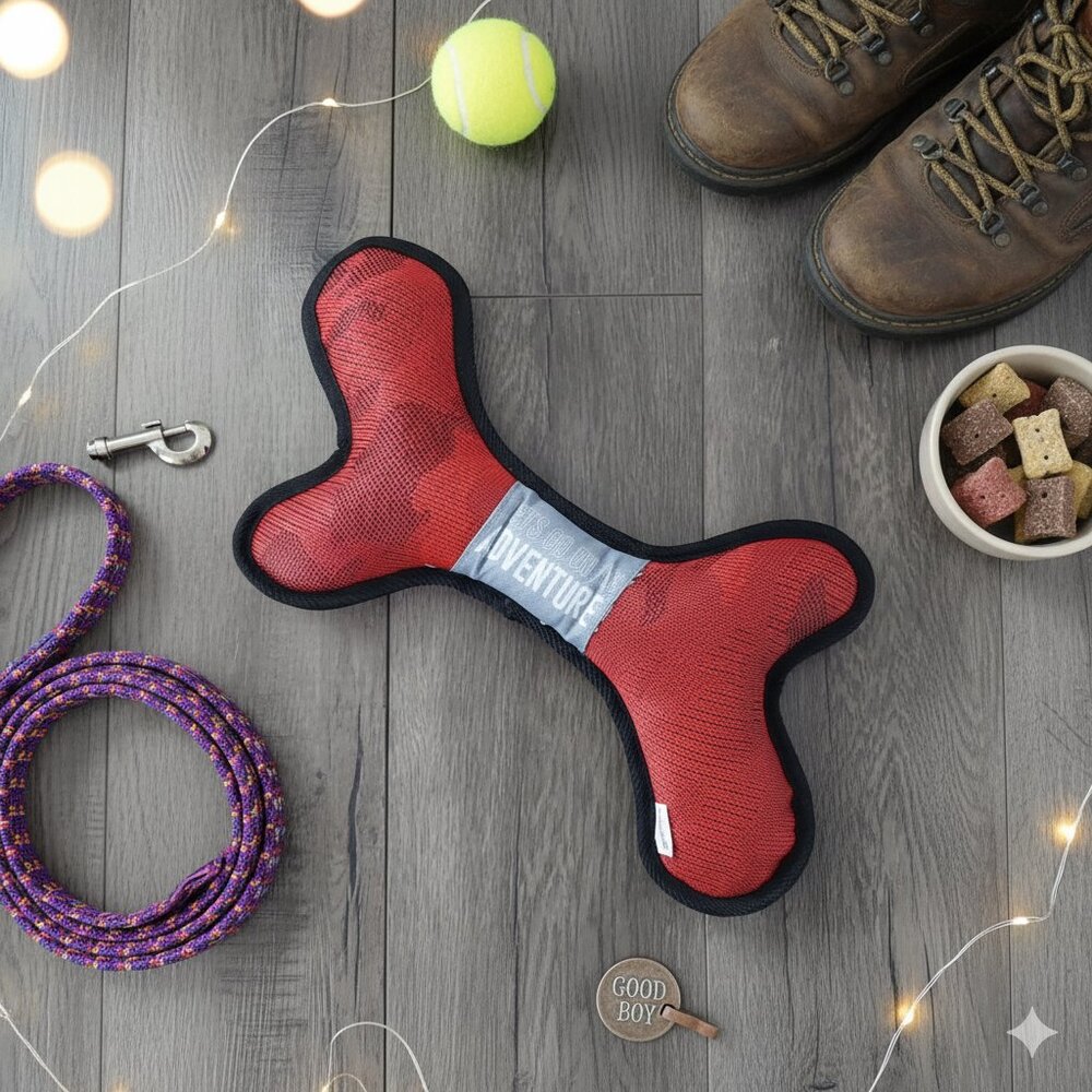 NWOT Avalanche Dog Bone Toy Durable Squeaky Fetch Toy “Let’s Go on an Adventure”